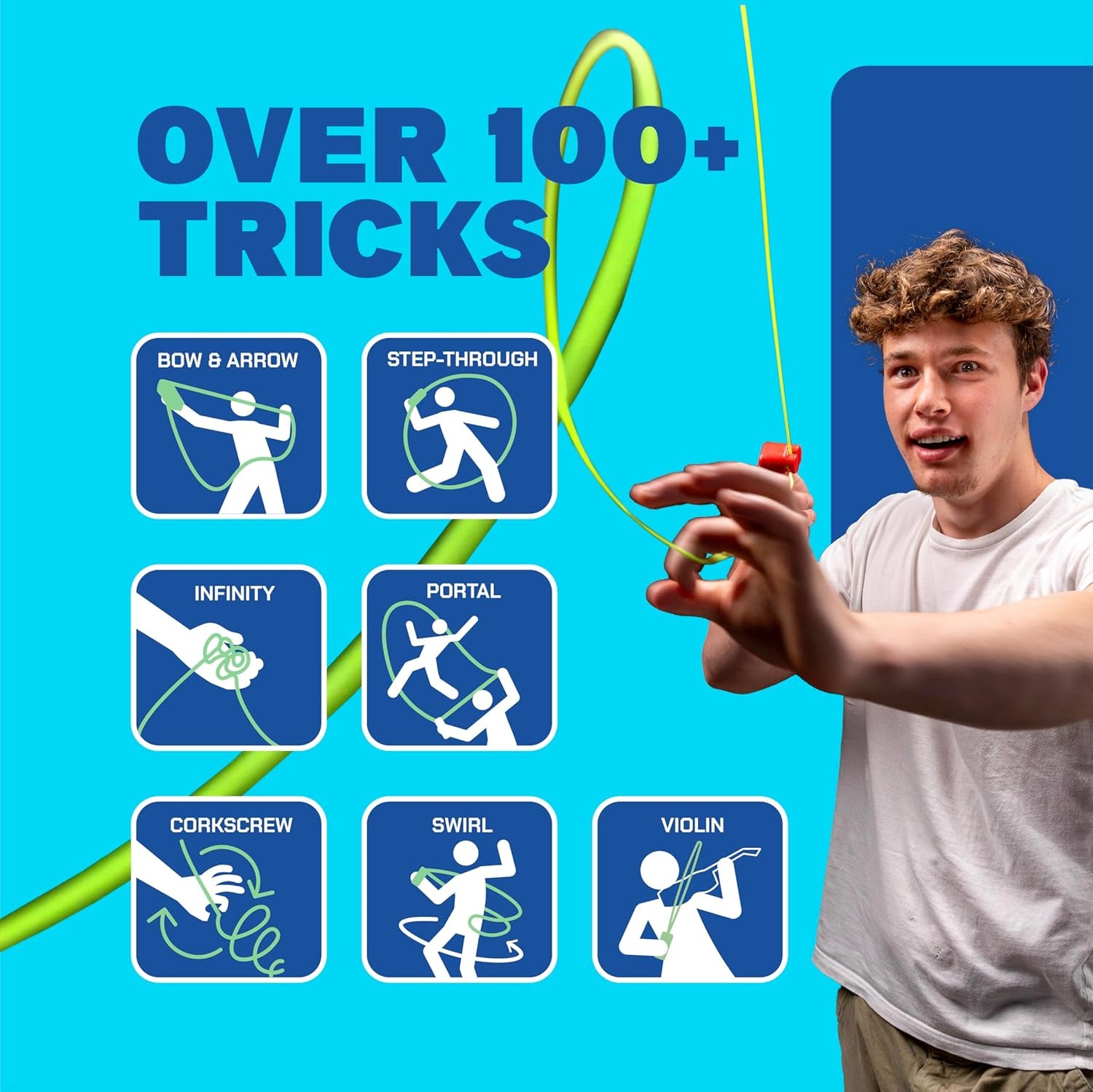 Original - as Seen on Shark Tank - Classic Rope Launcher Toy, Perfect for Kids & Adults - Fly a String Loop in the Air for Endless Tricks & Fun, Wonderment Awaits, Bold Blue