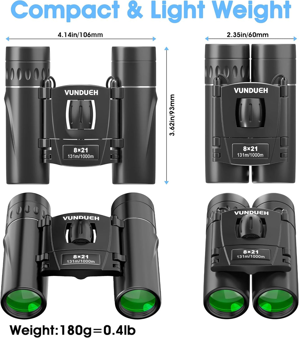 Mini Compact Binoculars for Adults and Kids - Waterproof High Powered Easy Focus Small Binocular, Ideal for Bird Watching, Hunting, Concert, Theater, Travel, Hiking, Sightseeing & Outdoor Sports