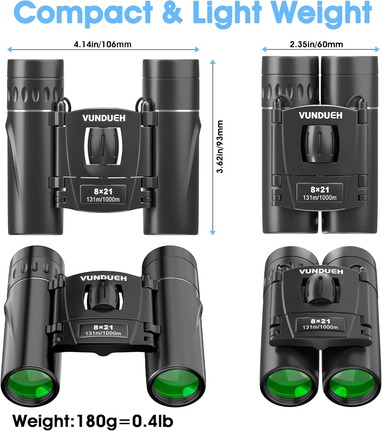 Mini Compact Binoculars for Adults and Kids - Waterproof High Powered Easy Focus Small Binocular, Ideal for Bird Watching, Hunting, Concert, Theater, Travel, Hiking, Sightseeing & Outdoor Sports