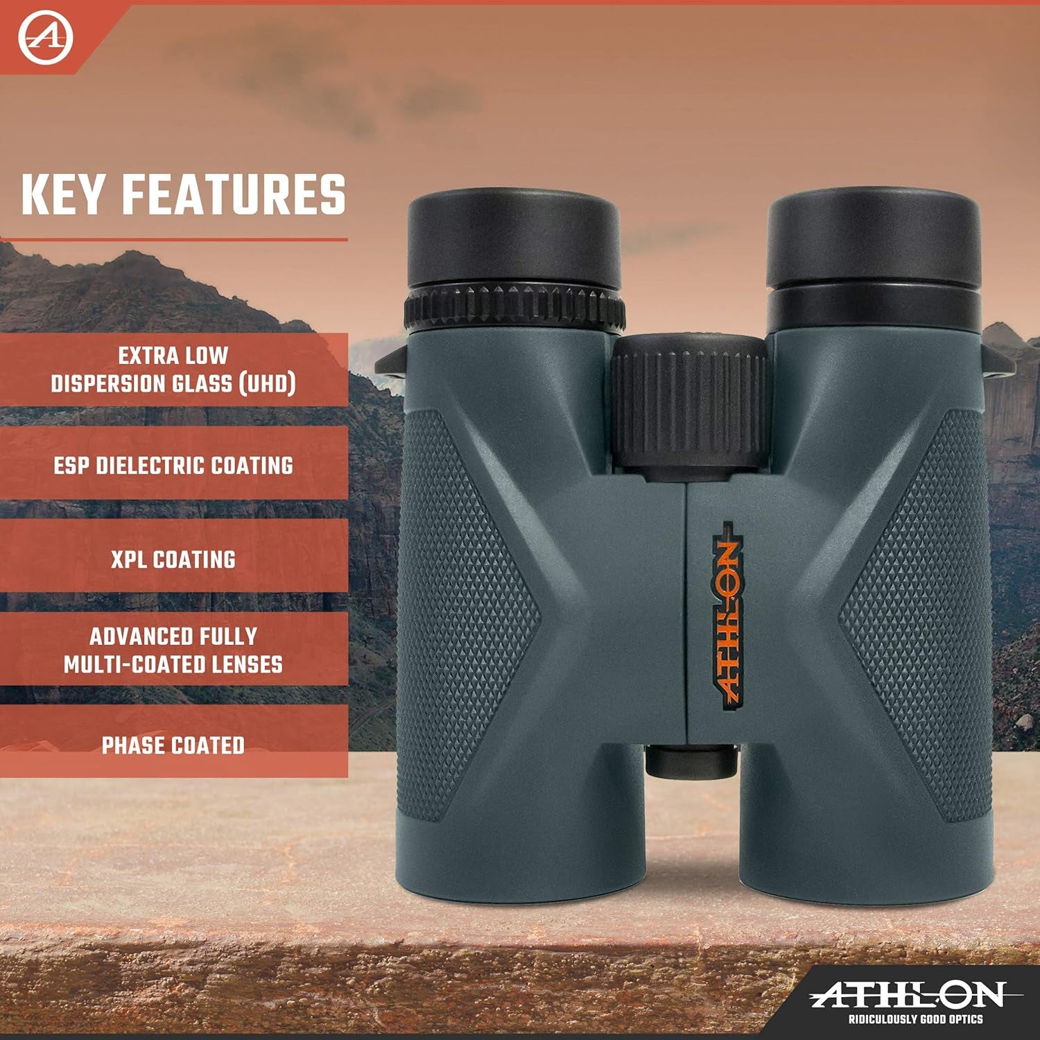 8X42 Midas UHD Gray Binoculars with ED Glass for Adults and Kids, High-Powered Binoculars for Hunting, Birdwatching, and More