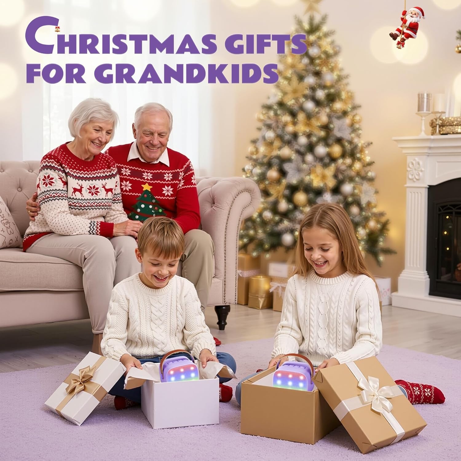 Mini Karaoke Machine with 2 Wireless Microphones, TOP Kids Gifts for Girls Ages 3, 4, 5, 6, 7, 8, 9, 10, 11, 12 +Years Old, 4-12Th Christmas Birthday Toy Gift for Girls Boys Party (Purple)