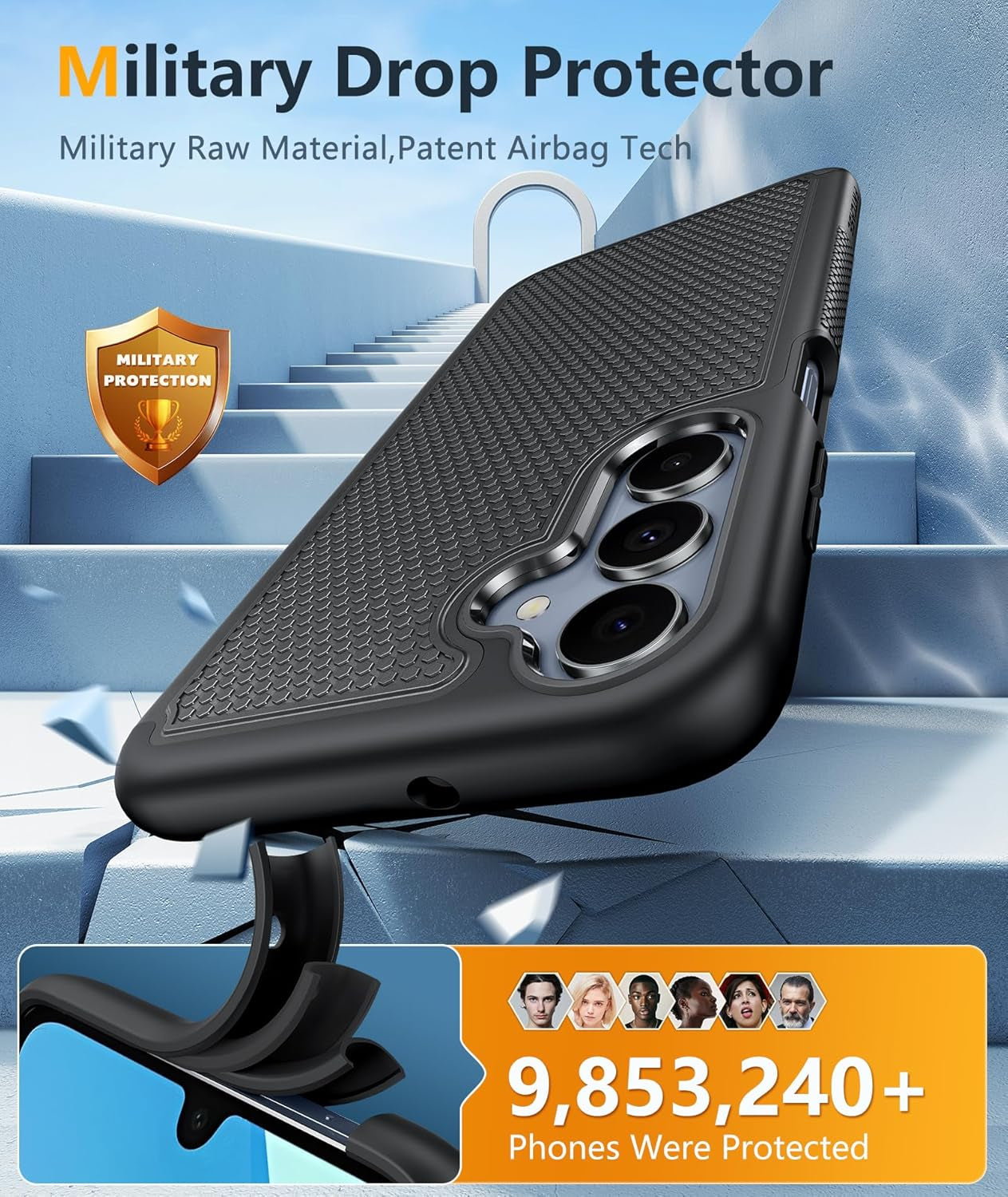 for Samsung Galaxy A16-5G Case: Dual Layer Protective Heavy Duty Cell Phone Cover with Non Slip Textured Back - Shockproof Rugged Military Grade Drop Protection Bumper Tough Black