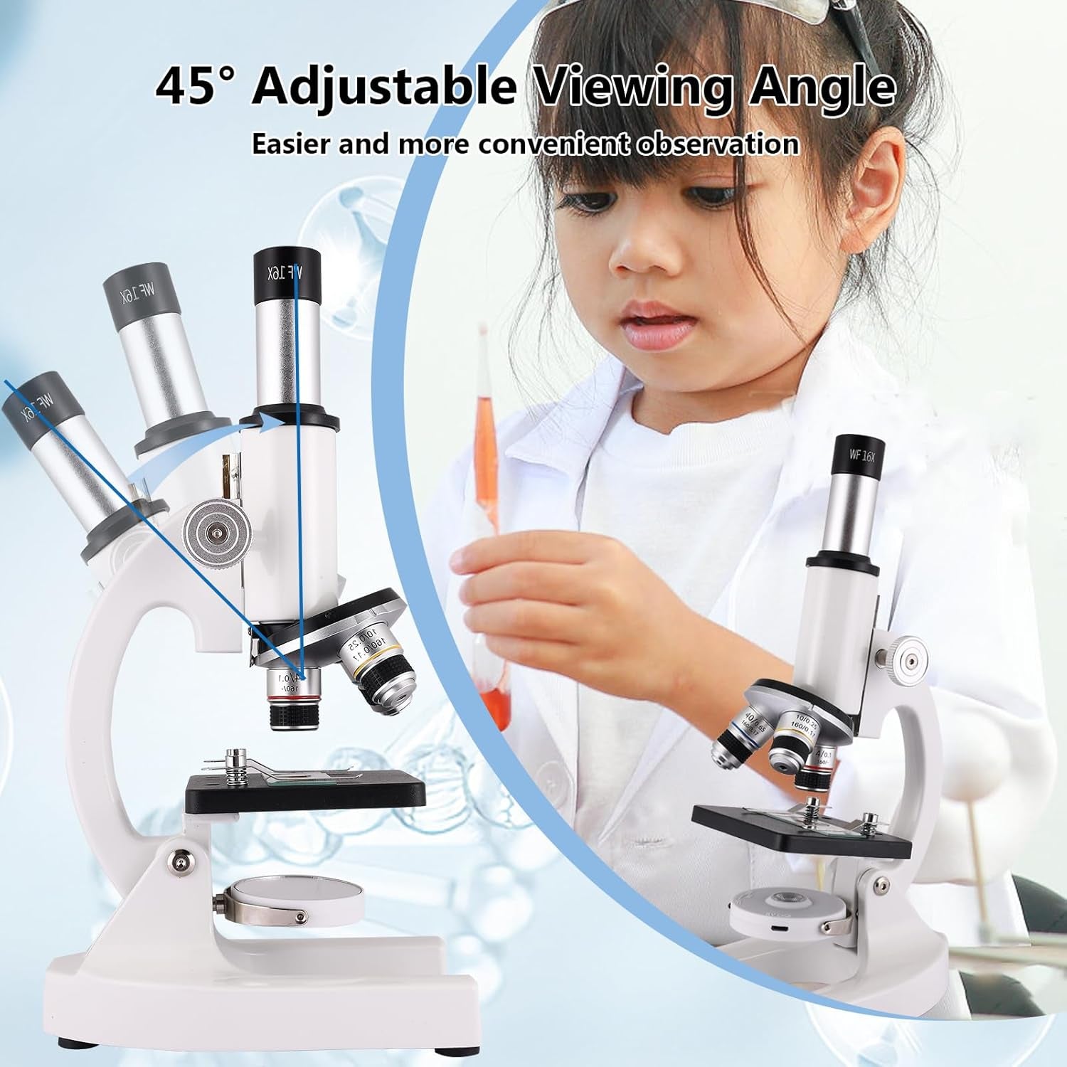 Microscope for Adults & Kids, 40X-2500X High-Power Compound Microscope for Students, School Lab & Home Schooling,Equiped with Slides Set & Phone Holder(01)