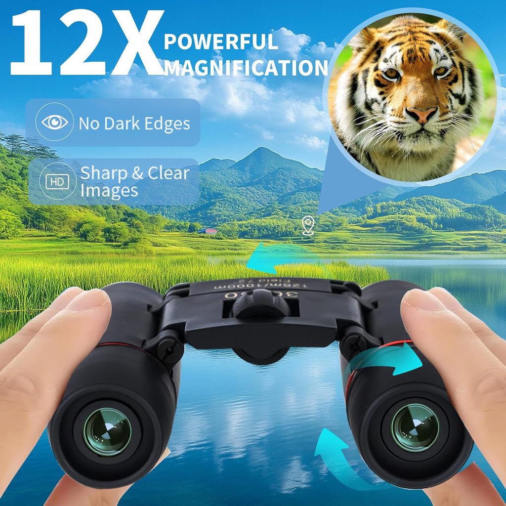 Small Compact Binoculars for Adults and Kids,30X60 Mini Binoculars BAK4 Prism Waterproof Lightweight Foldable Easy Focus for Bird Watching,Hunting,Concerts,Hiking
