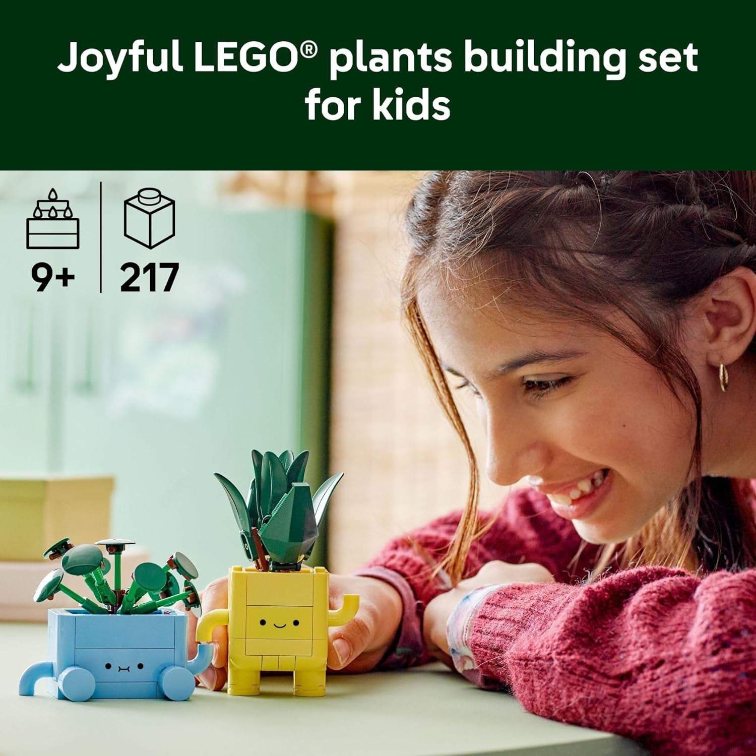Botanicals Happy Plants Building Toys - Bedroom or Dorm Room Decor for Girls, Boys, & Adults, Desk or Shelf Display - Stocking Stuffers & Gift for Christmas - 10349