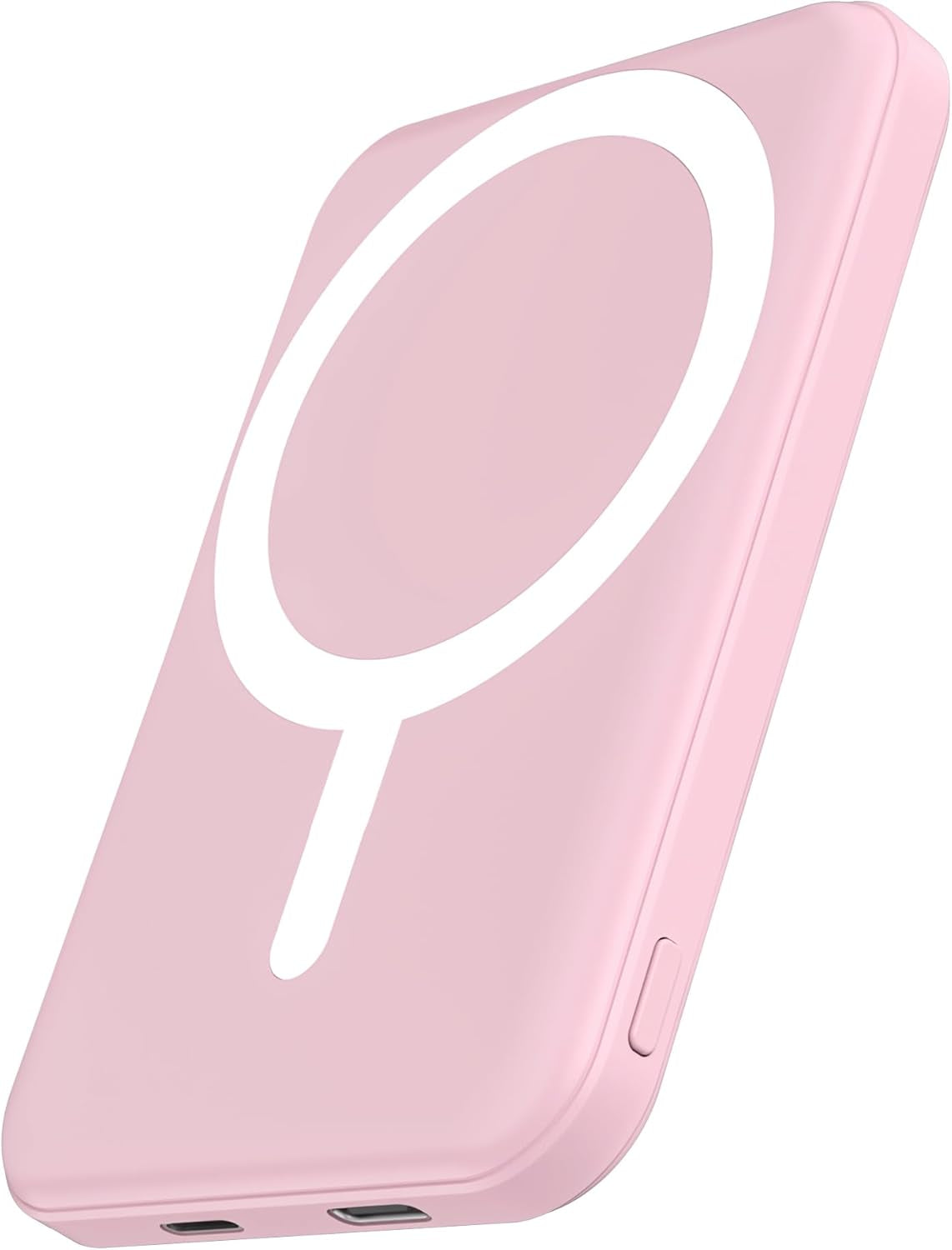 for Magsafe Battery Pack, 5000Mah Magnetic Power Bank with Type-C Cable 20W PD Fast Charging Lighting Input Wireless Portable Charger for Iphone 17/16/15/14/13/12/ All Series-Pink