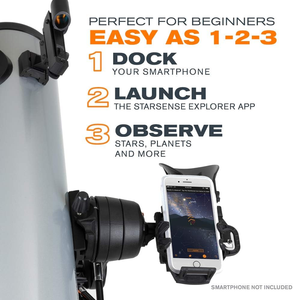 Starsense Explorer DX 130AZ App-Enabled Telescope – 130Mm Newtonian Reflector with Smartphone Dock & Starsense App – Iphone & Android Compatible – Easy-To-Use for Beginners