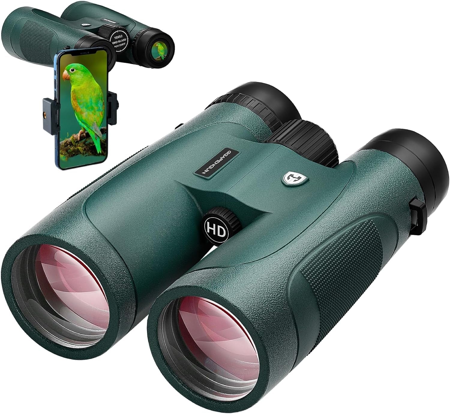15X52 HD Binoculars for Adults High Powered with Upgraded Phone Adapter - Large View Binoculars with Clear Low Light Vision - Lightweight Waterproof Binocular for Bird Watching Travel Hunting Cruise