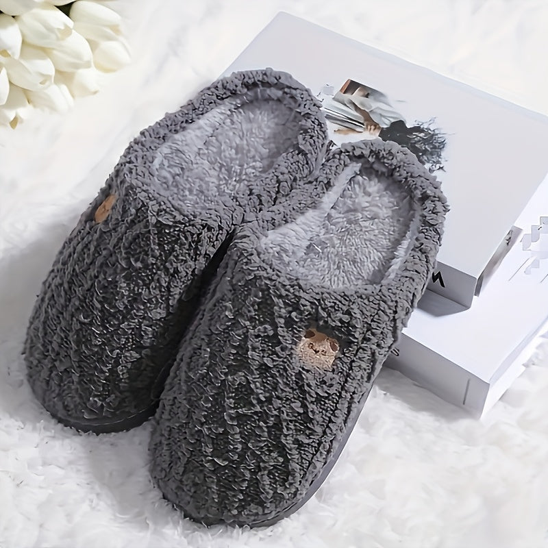 Cozy Winter Teddy Bear Slippers – Unisex Plush House Shoes