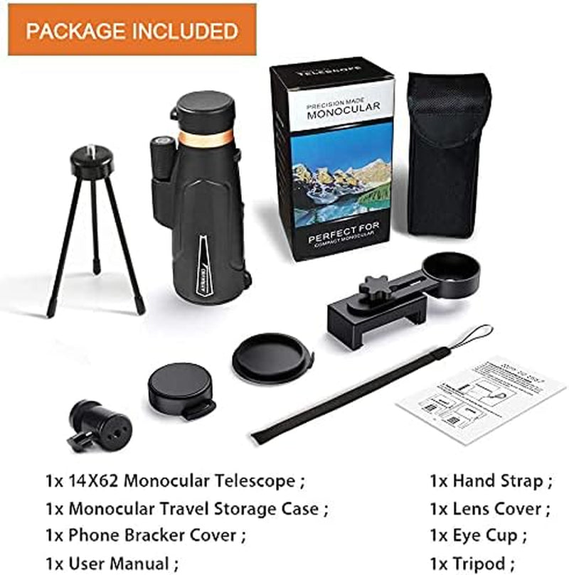 Birthday Gifts for Men Dad Husband Him, 12X60 Monocular Telescope with Smartphone Holder & Upgraded Tripod, High Powered SMC & BAK4 Scope, Gifts for Christmas, Outdoors Hiking Gifts