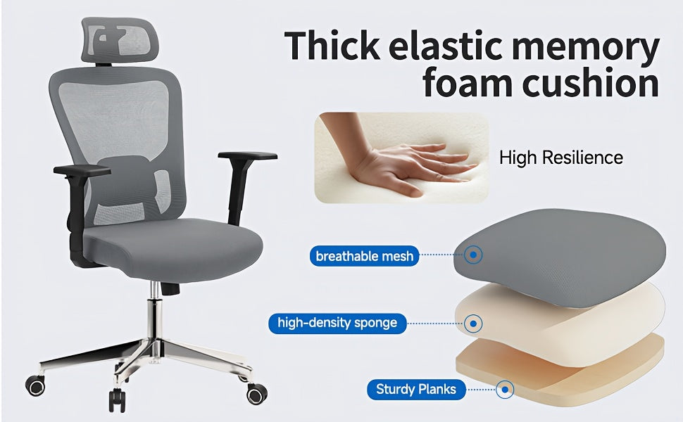 Ergonomic High Back Office Chair – 3D Armrests & Lumbar Support (400 lbs)