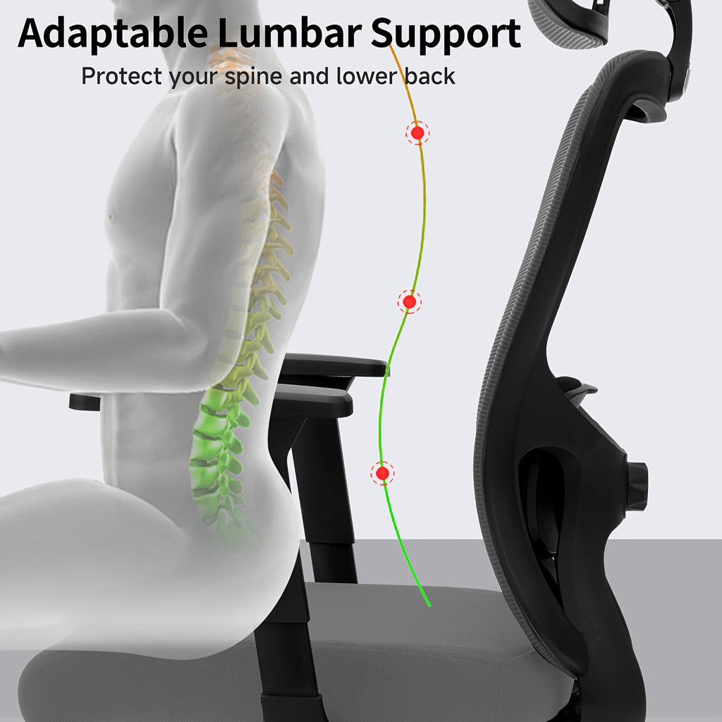 Ergonomic High Back Office Chair – 3D Armrests & Lumbar Support (400 lbs)