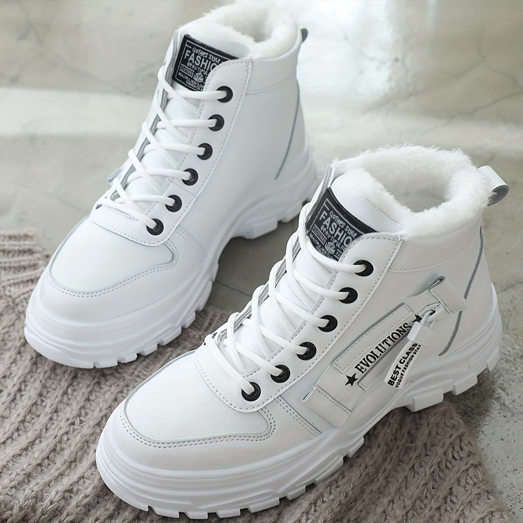 Women’s Fleece-Lined High-Top Winter Boots – Warm Thick-Sole Lace-Up Ankle Style