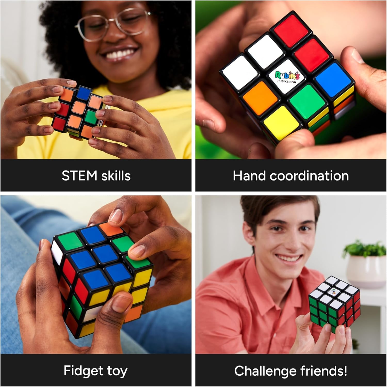 Cube, the Original 3X3 Cube, Problem-Solving Brain Teaser, Color-Matching Puzzle, Fidget Toy, Sensory Puzzle, Stocking Stuffers for Ages 8 & Up
