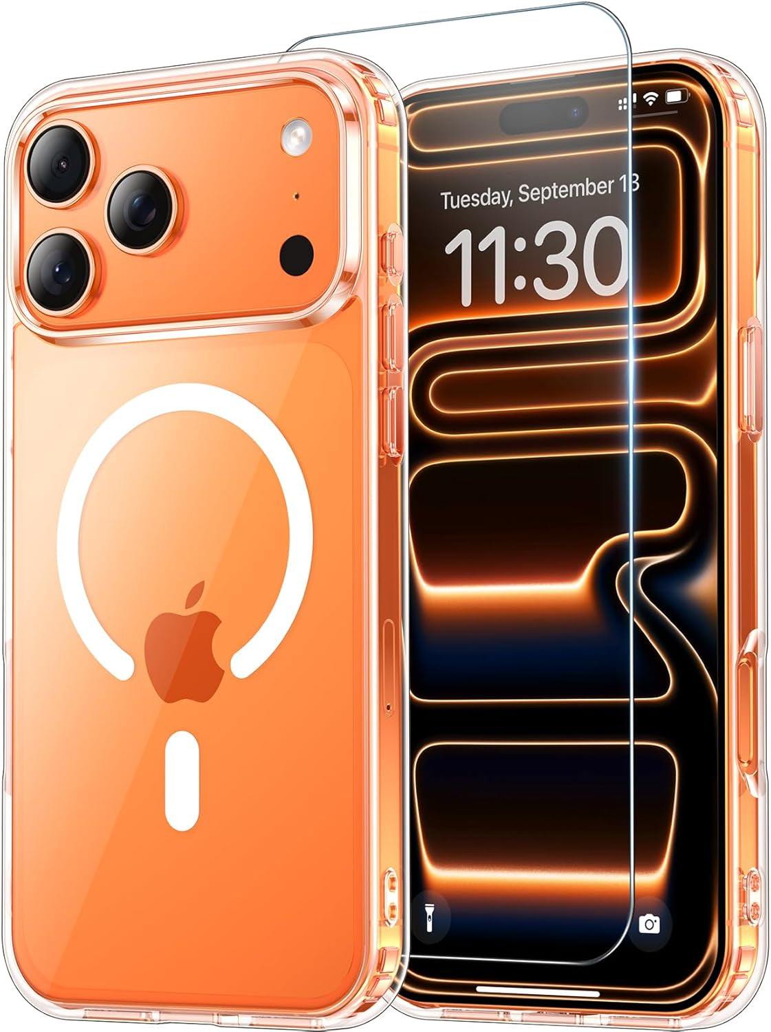 for Iphone 17 Pro Max Case Clear with Screen Protector, Compatible with Magsafe, Anti-Yellowing, Military-Grade Protection, Shockproof Slim Magnetic Phone Case Cover, Transparent