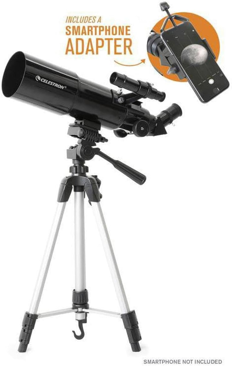 Travel Scope 80 Portable Refractor Telescope – 80Mm Aperture, Fully-Coated Glass Optics – Includes Tripod, Smartphone Adapter, Backpack & Software – Ideal for Beginners & Travel