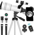 Telescope for Adults & Kids, 70Mm Aperture Astronomical Refractor Telescopes for Astronomy Beginners (15X-150X), 300Mm Portable Telescope with an Phone Adapter & a Wireless Remote