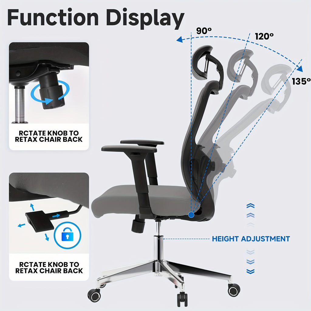 Ergonomic High Back Office Chair – 3D Armrests & Lumbar Support (400 lbs)