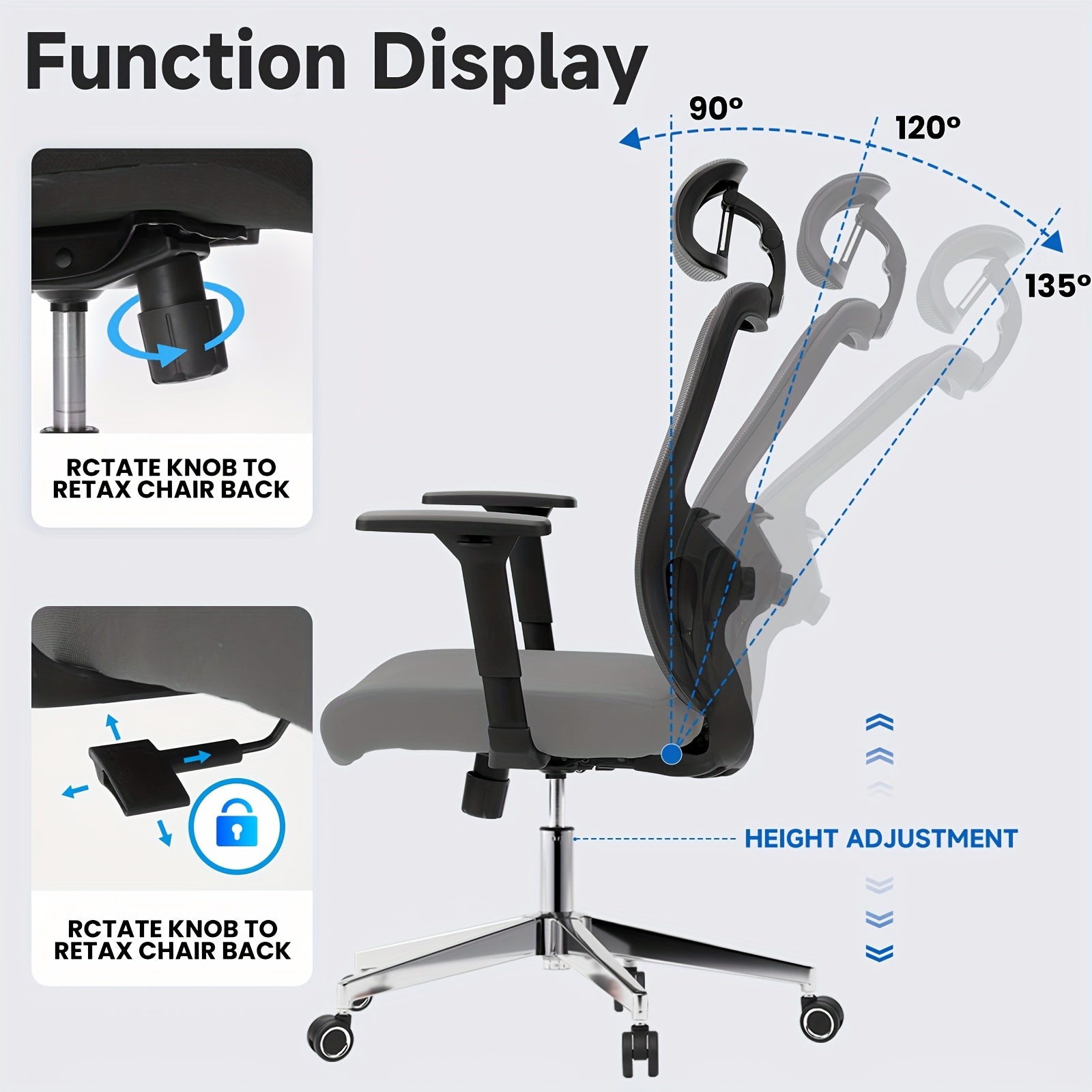 Ergonomic High Back Office Chair – 3D Armrests & Lumbar Support (400 lbs)