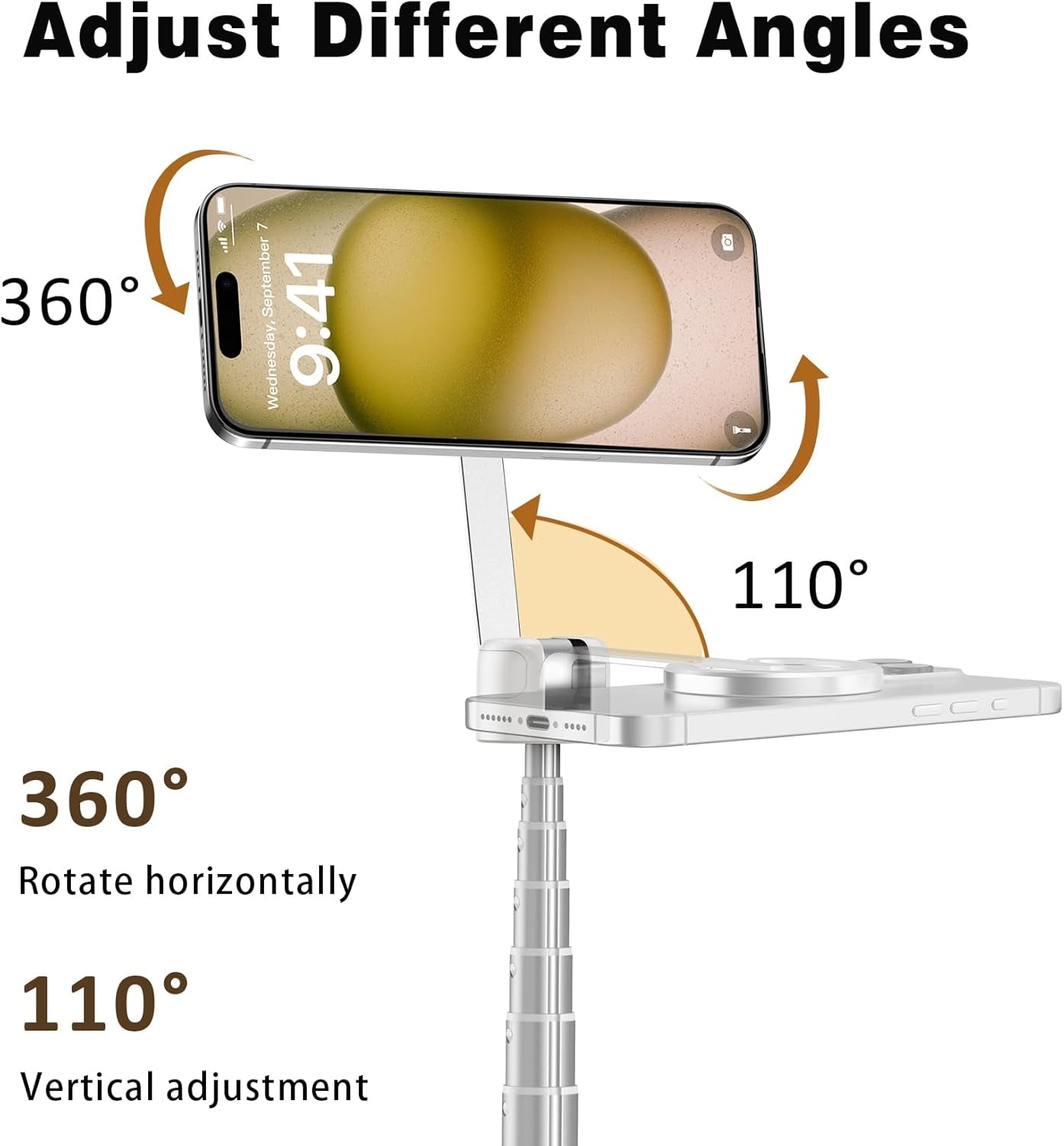 68" Magnetic Selfie Stick Tripod with Aluminum Strong Magnetic Holder for Magsafe, 360° Rotatable Travel Phone Tripod Stand with Metal Ring & Rechargeable Remote for Iphone/Android(Beige Gray)