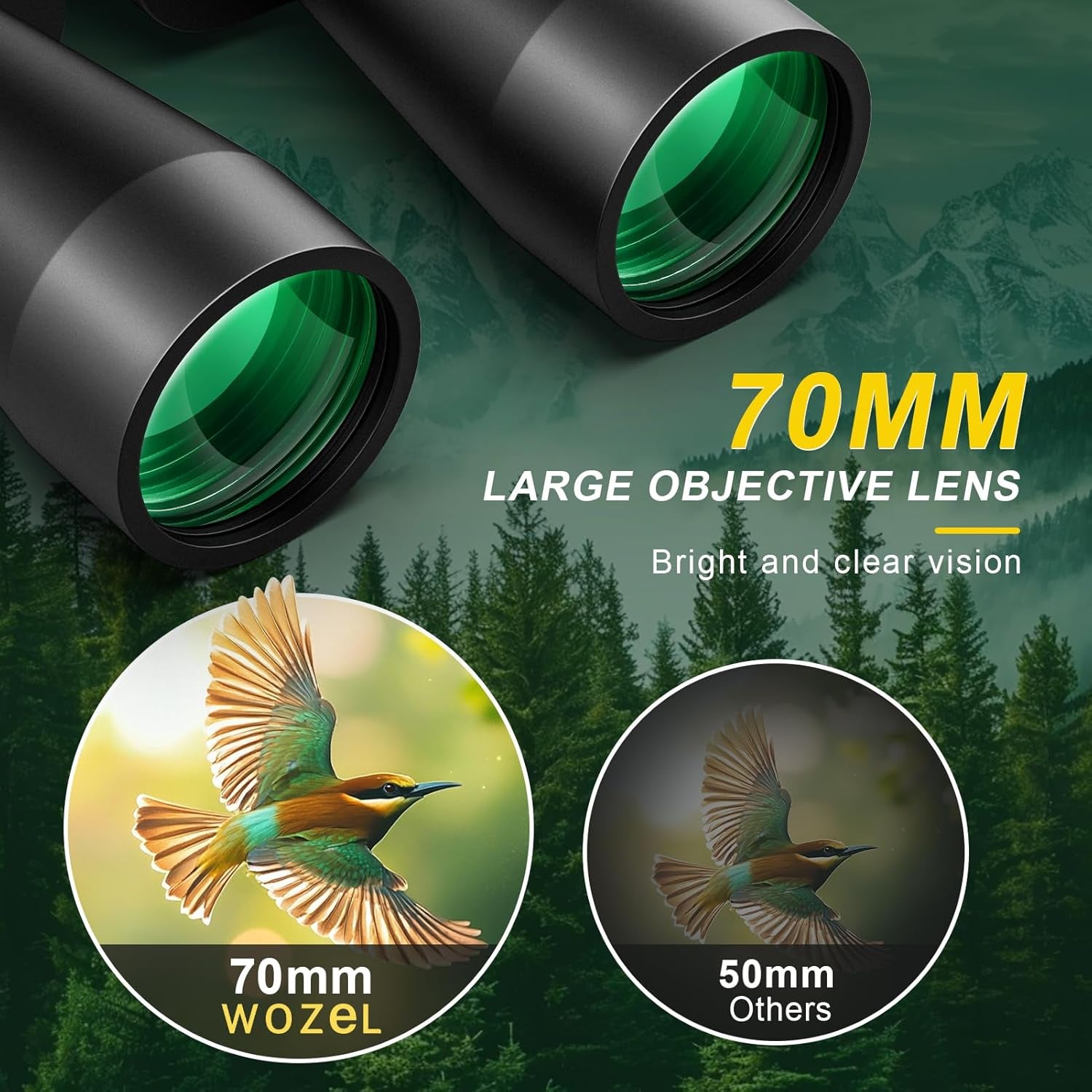 20X70 Binoculars for Adults High Powered -  HD Bird Binoculars with Clear Low Light Vision - Powerful Binocular for Bird Watching Hunting Travel Outdoor Hiking - Christmas Birthday Gifts for Men