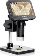 Coin Microscope for Adults: 4.3'' LCD Digital Microscope 1000X with 8 Adjustable LED Lights, PC View Compatible with Windows/Macbook, EDM4 Max