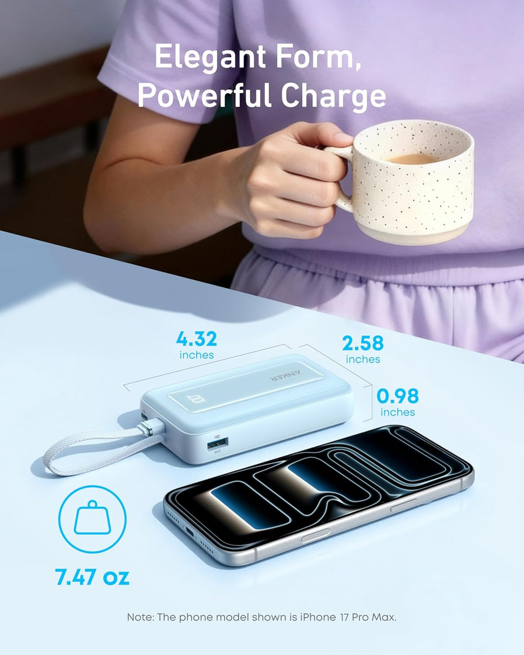 Portable Charger, 10,000Mah 30W Power Bank, USB-C in and Out Fast Charging Battery Pack, Travel Essential Phone Power Bank, for Iphone 17/16/15, Ipad, Macbook, Galaxy, Google, and More