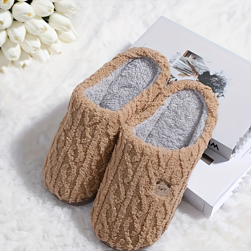 Cozy Winter Teddy Bear Slippers – Unisex Plush House Shoes