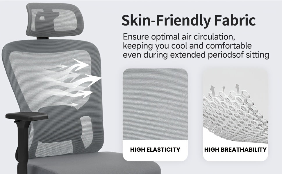 Ergonomic High Back Office Chair – 3D Armrests & Lumbar Support (400 lbs)