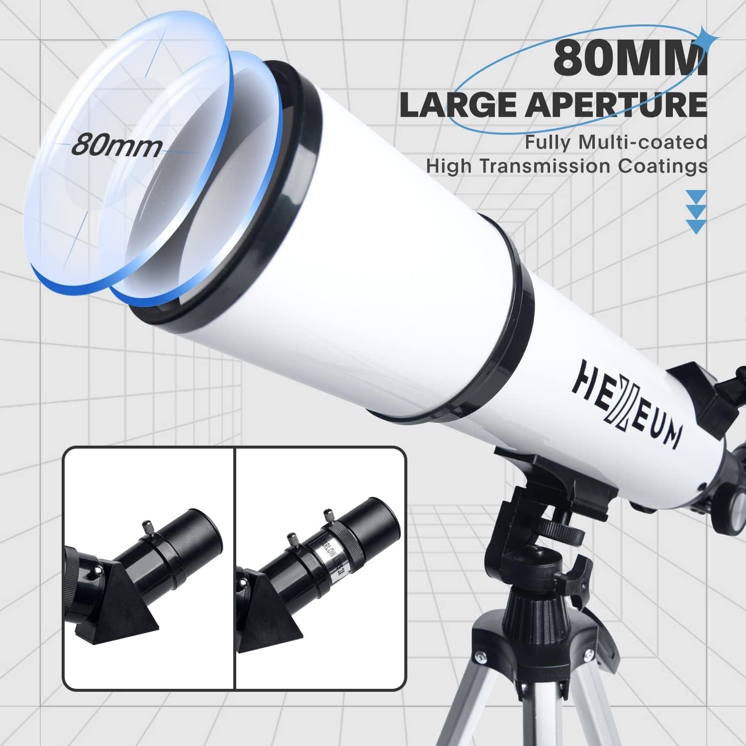 Telescope 80Mm Aperture 600Mm - Astronomical Portable Refracting Telescope Fully Multi-Coated High Transmission Coatings AZ Mount with Tripod Phone Adapter, Wireless Control, Carrying Bag. Easy Set Up