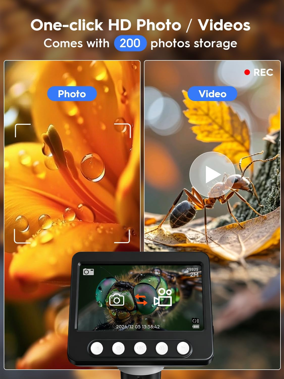 Coin Microscope, 4.3" LCD USB Digital Microscope 1000X Coin Magnifier with 8 Adjustable LED Lights, 1080P PC View Compatible with Windows/Macbook for Adults Kids