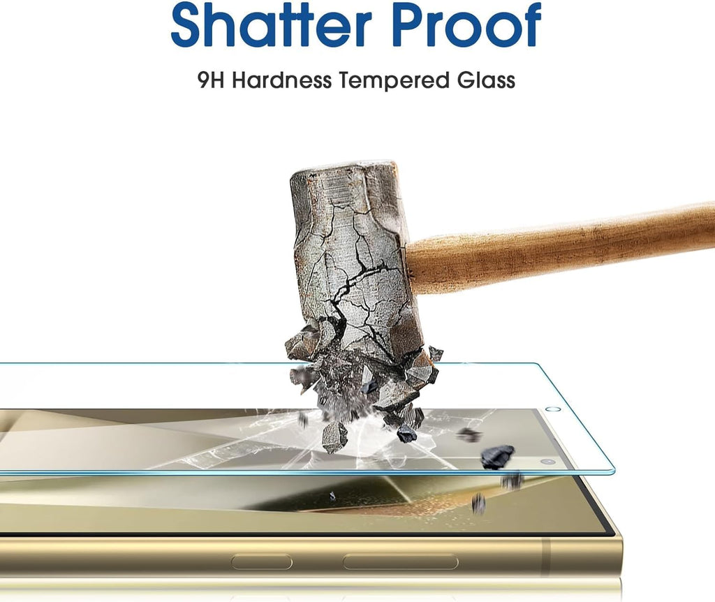 Auto-Alignment Onetouch for Samsung Galaxy S24 Ultra 6.8'' Screen Protector + Camera Lens Protector, Tempered Glass, 30 Seconds Installation, Bubble Free, Case Friendly, Anti-Scratch [2+2 Pack]