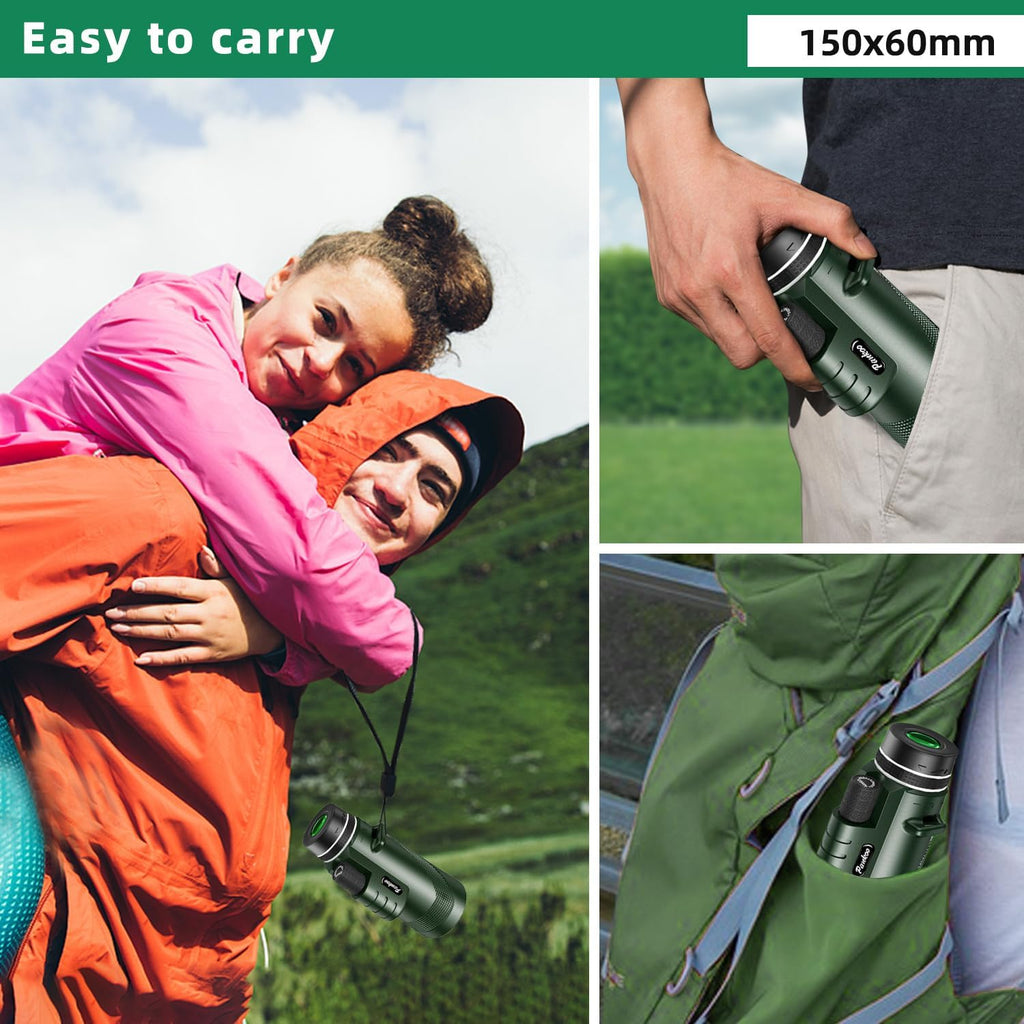 40X60 HD Monocular for Adults, Grade Compact Monocular Telescope with BAK-4 Prism & FMC Lens & Smartphone Holder & Tripod, Stargazing Hunting Bird Watching, Camping Hiking Travel Accessories