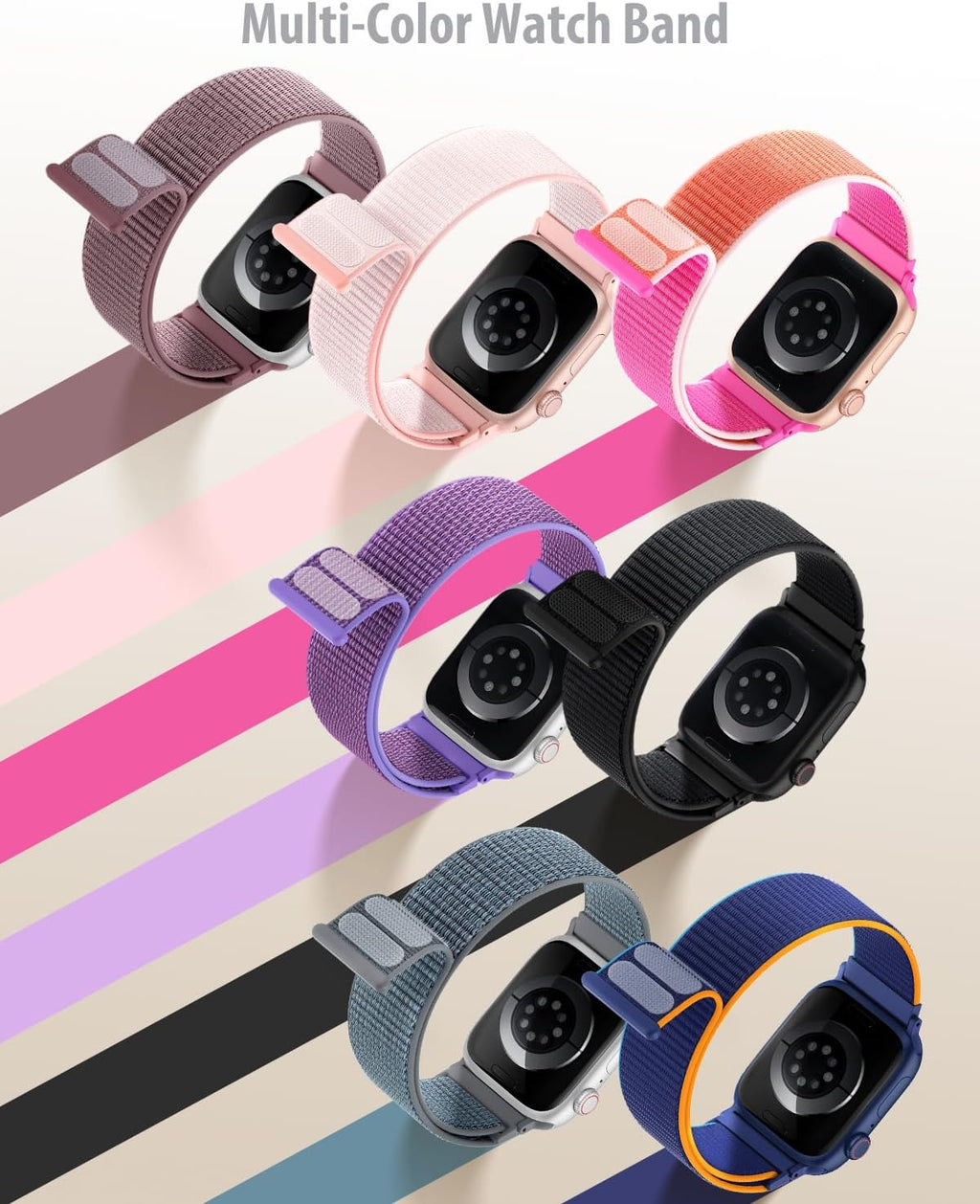 Nylon Loop Sport Band Compatible with Apple Watch Bands 44Mm 45Mm 46Mm 49Mm 42Mm for Women Men, Iwatch Wrist Straps for Ultra 3 2, Se, Series 11 10 9 8 7, Breathable, Soft Band Ideal for Outdoor