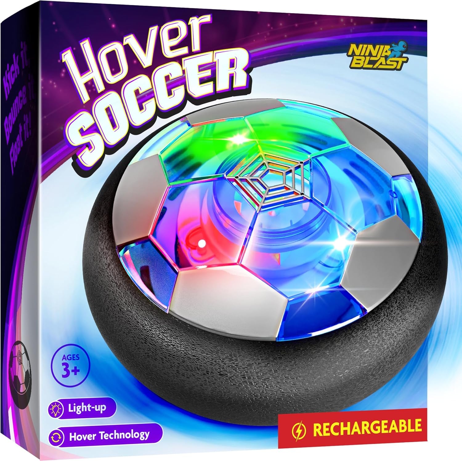 Hover Soccer Light-Up Ball, Indoor Toy Games Gifts for Birthday, Kids, Boys for Age 6, 7, 8, 9, 10, 11, 12 Years Old, Single