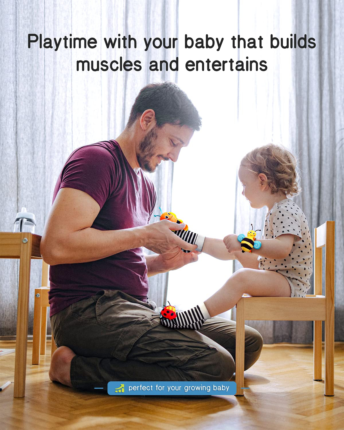 Baby Wrist Rattle Socks and Foot Finder Set, Perfect Baby Toys for 0-12 Months Newborn Boys and Girls as Shower Gifts, Garden Bug Series