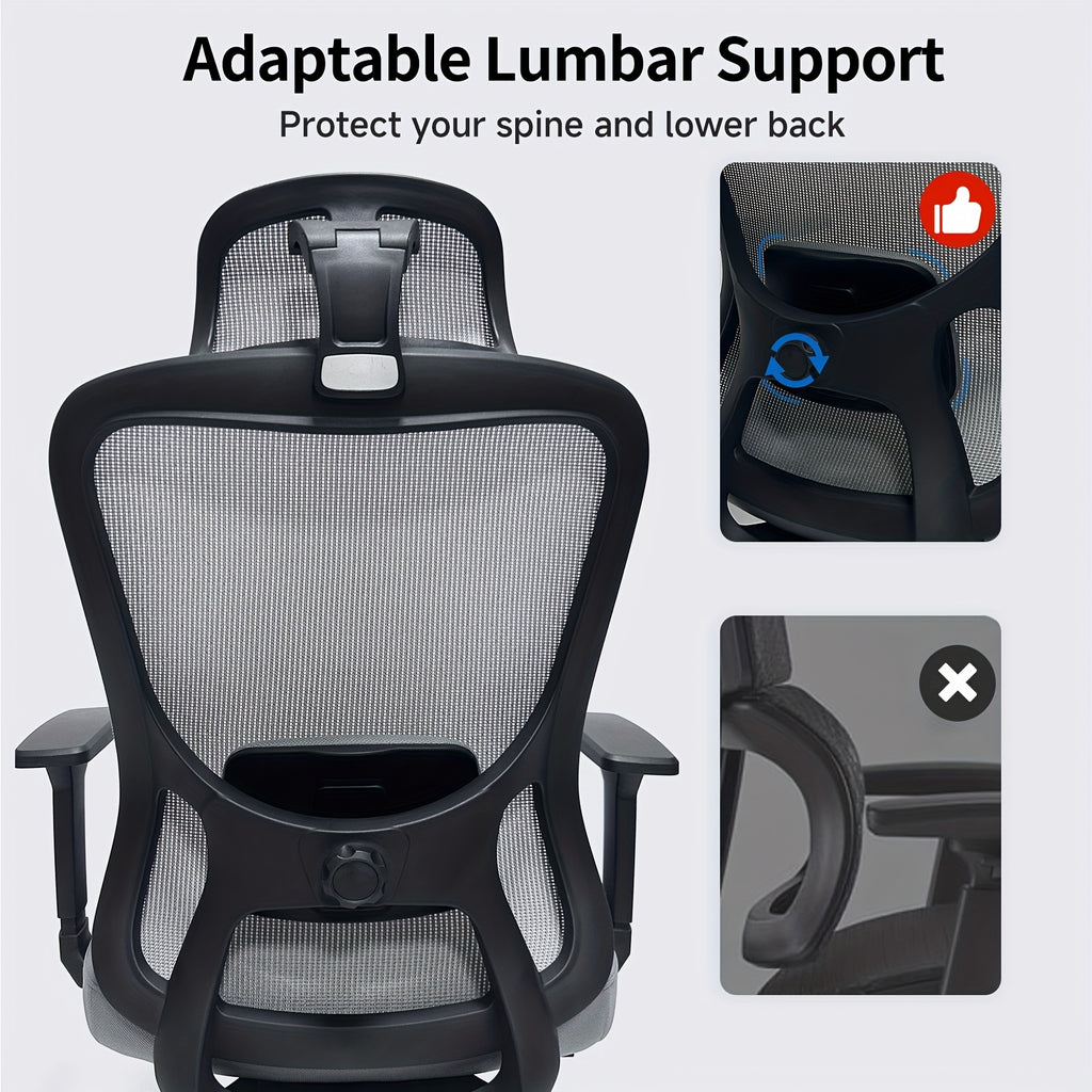 Ergonomic High Back Office Chair – 3D Armrests & Lumbar Support (400 lbs)