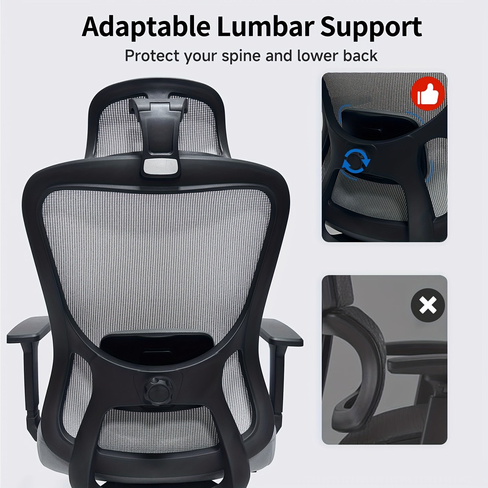 Ergonomic High Back Office Chair – 3D Armrests & Lumbar Support (400 lbs)