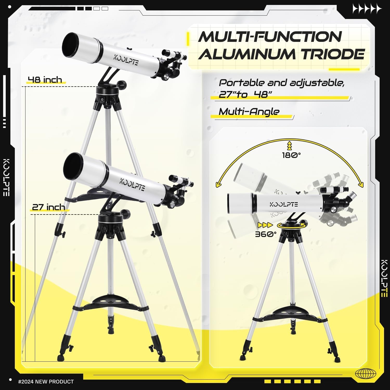 Telescope, 90Mm Aperture 700Mm with Vertisteel AZ Mounting Slow-Motion Mount, High Power for Astronomy Enthusiasts, Easy for Kids, with Carry Bag, Wireless Remote Control, Phone Adapter,White