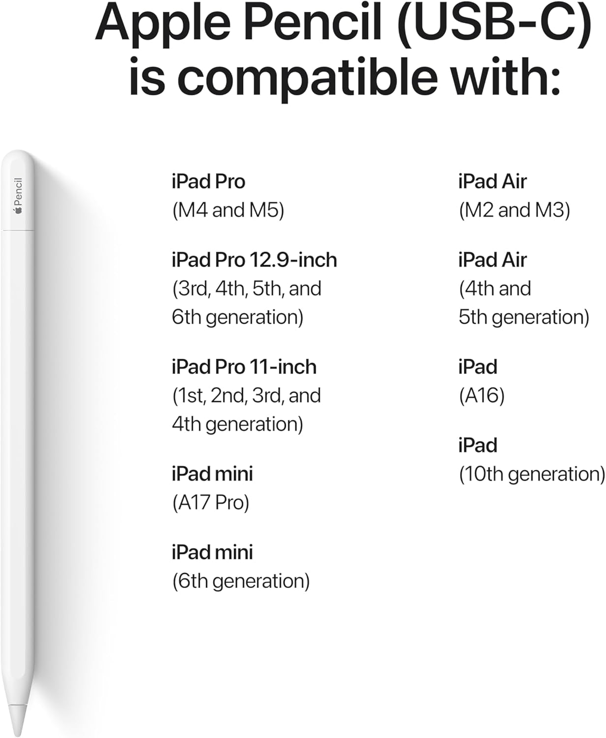 Pencil (USB-C): Device Compatibility Check Required - Pixel-Perfect Precision, Tilt Sensitivity, Perfect for Note-Taking, Drawing, and Signing Documents. Charges and Pairs with USB-C
