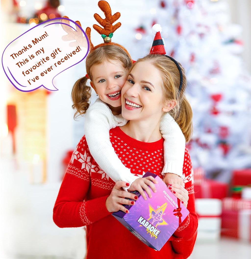 Mini Karaoke Machine with 2 Wireless Microphones, TOP Kids Gifts for Girls Ages 3, 4, 5, 6, 7, 8, 9, 10, 11, 12 +Years Old, 4-12Th Christmas Birthday Toy Gift for Girls Boys Party (Purple)