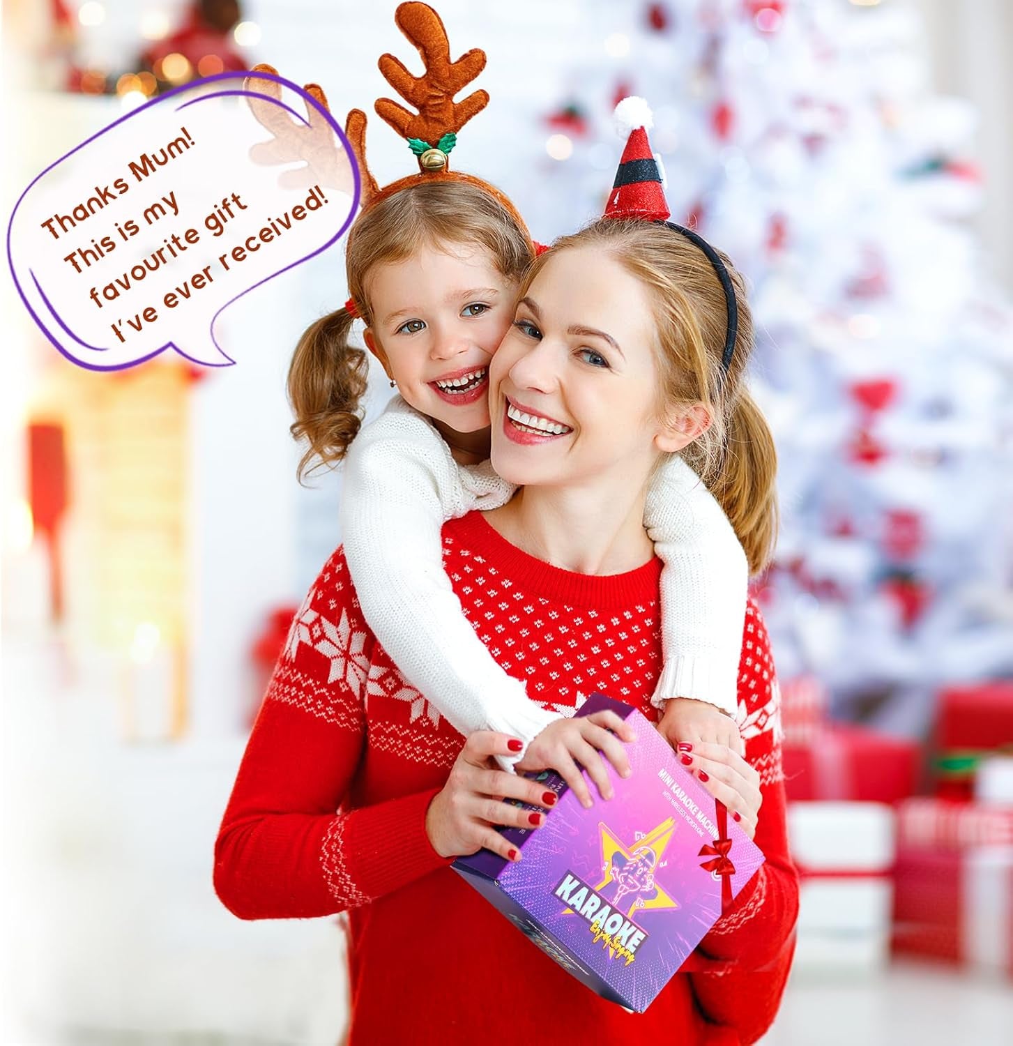 Mini Karaoke Machine with 2 Wireless Microphones, TOP Kids Gifts for Girls Ages 3, 4, 5, 6, 7, 8, 9, 10, 11, 12 +Years Old, 4-12Th Christmas Birthday Toy Gift for Girls Boys Party (Purple)