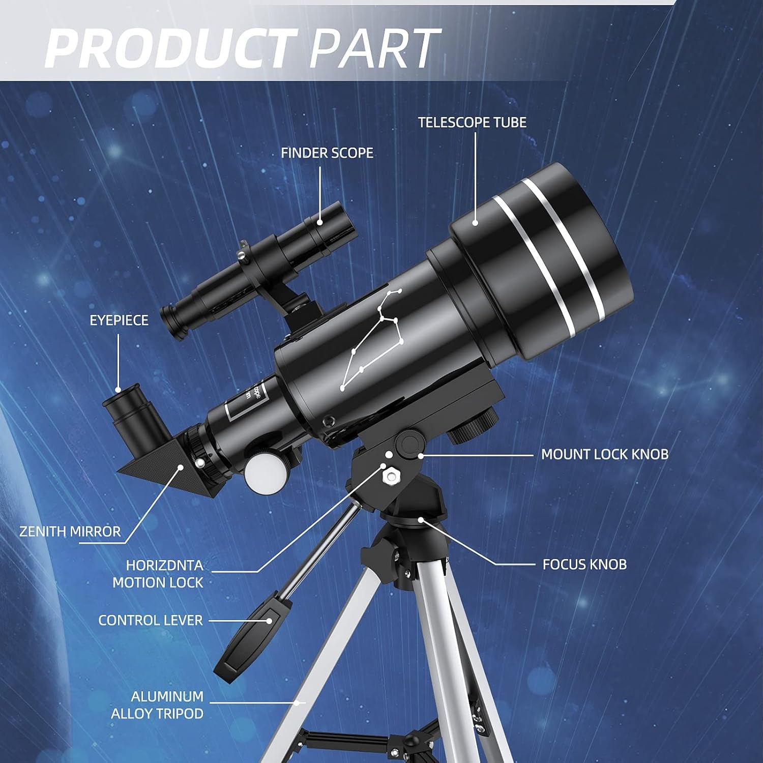 Telescope for Adults Beginners, 70Mm Aperture 400Mm Refractor Telescopes for Astronomy Beginners, Portable Travel Telescope Astronomy Gifts (40070)