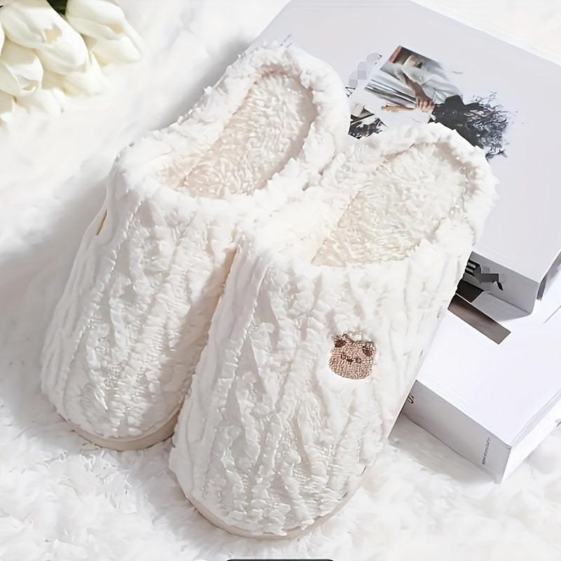 Cozy Winter Teddy Bear Slippers – Unisex Plush House Shoes
