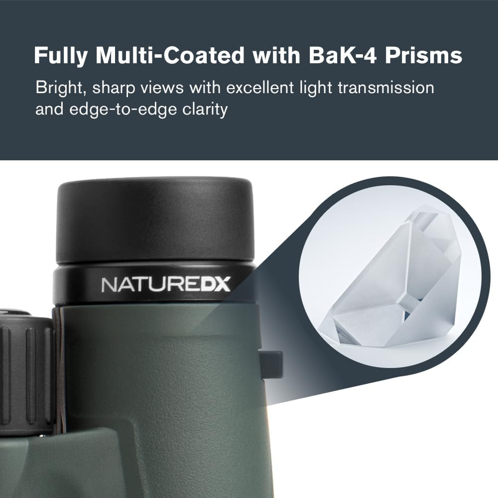- Nature DX 8X42 Binoculars – Ideal for Birding and Outdoors – 42Mm Objective Lenses – Wide 7.4° Field of View – Bak-4 Prisms – Fully Multi-Coated – Waterproof and Fogproof