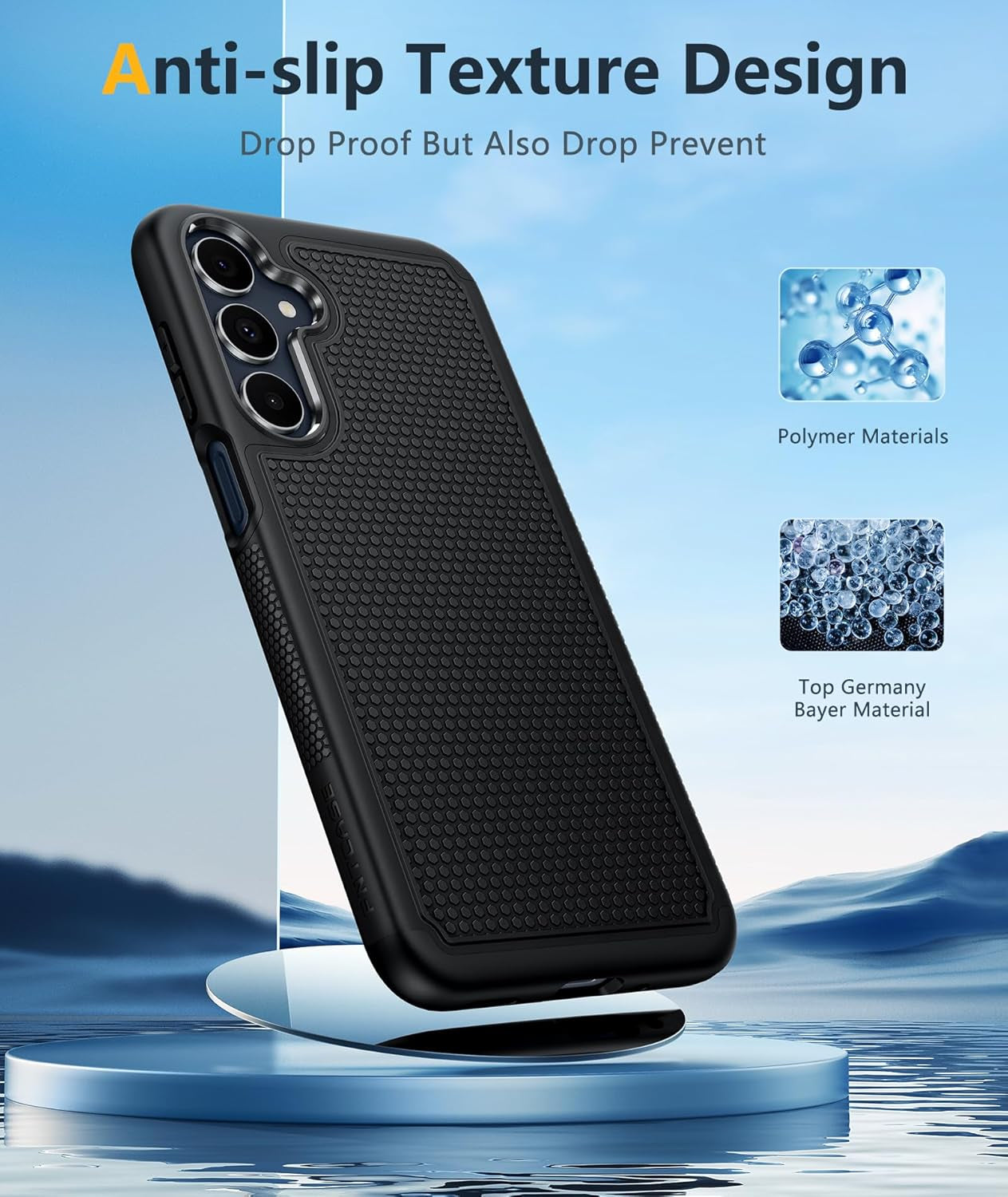 for Samsung Galaxy A16-5G Case: Dual Layer Protective Heavy Duty Cell Phone Cover with Non Slip Textured Back - Shockproof Rugged Military Grade Drop Protection Bumper Tough Black