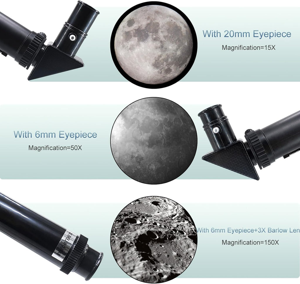 Telescope for Adults & Kids, 70Mm Aperture (15X-150X) Portable Refractor Telescopes for Astronomy Beginners, 300Mm Professional Travel Telescope with a Smartphone Adapter& Wireless Remote