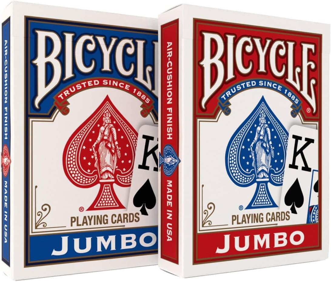 Jumbo Index Playing Cards , 2 Pack Large Print Poker Size Deck of Cards for Easy Reading, Family Card Games, and Casino Play
