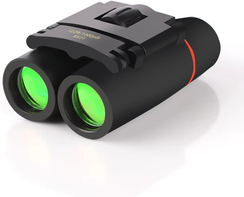 Binoculars for Adults and Kids, High Powered Portable & Compact Binoculars, for Bird Watching, Cruise Ship, Travel, Hunting Essentials (Black, 8×21)