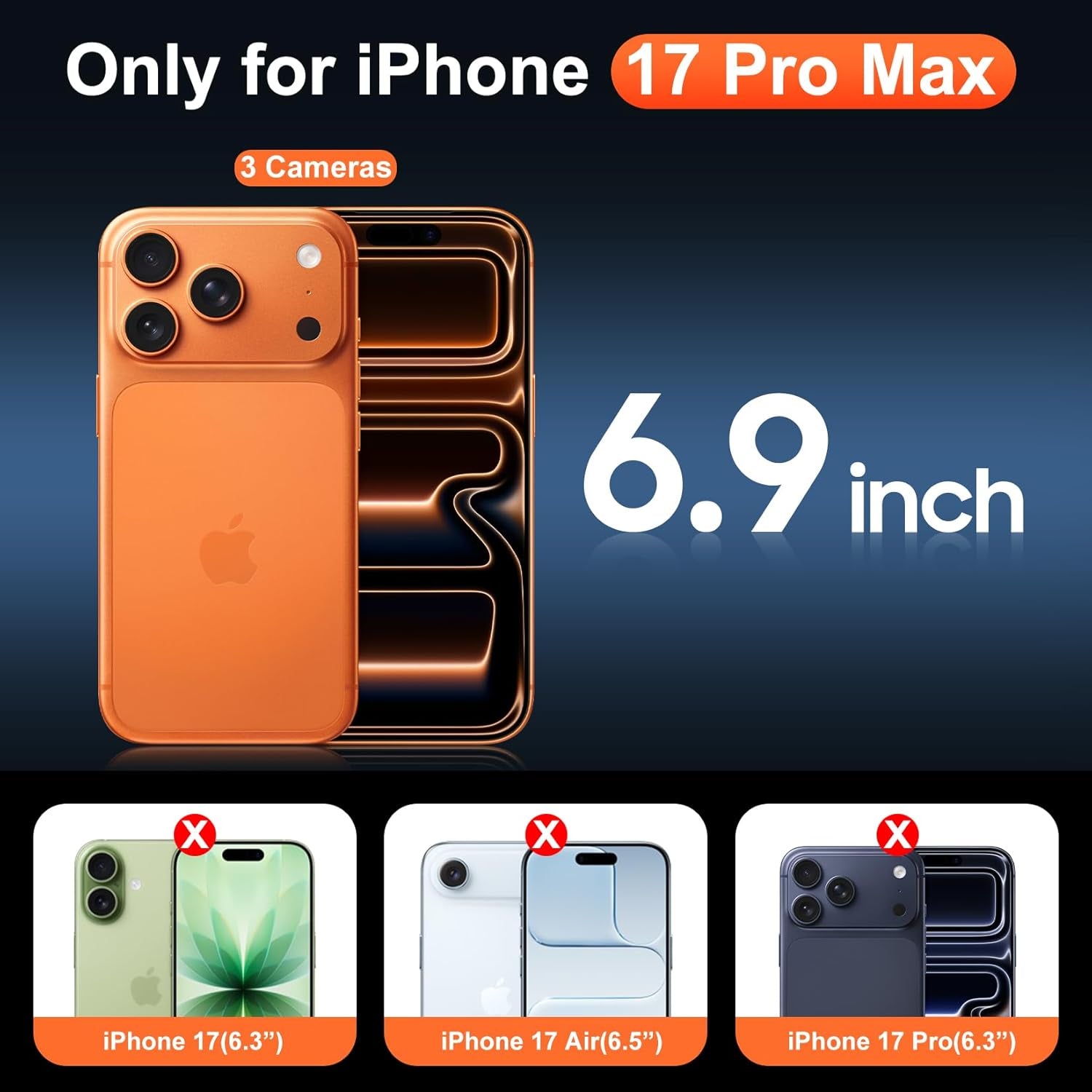 for Iphone 17 Pro Max Case Clear with Screen Protector, Compatible with Magsafe, Anti-Yellowing, Military-Grade Protection, Shockproof Slim Magnetic Phone Case Cover, Transparent